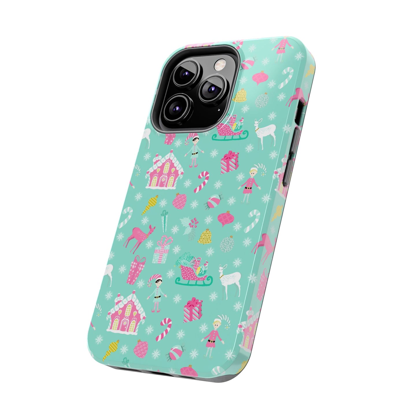 Pastel Christmas on Turquoise Tough Phone Cases