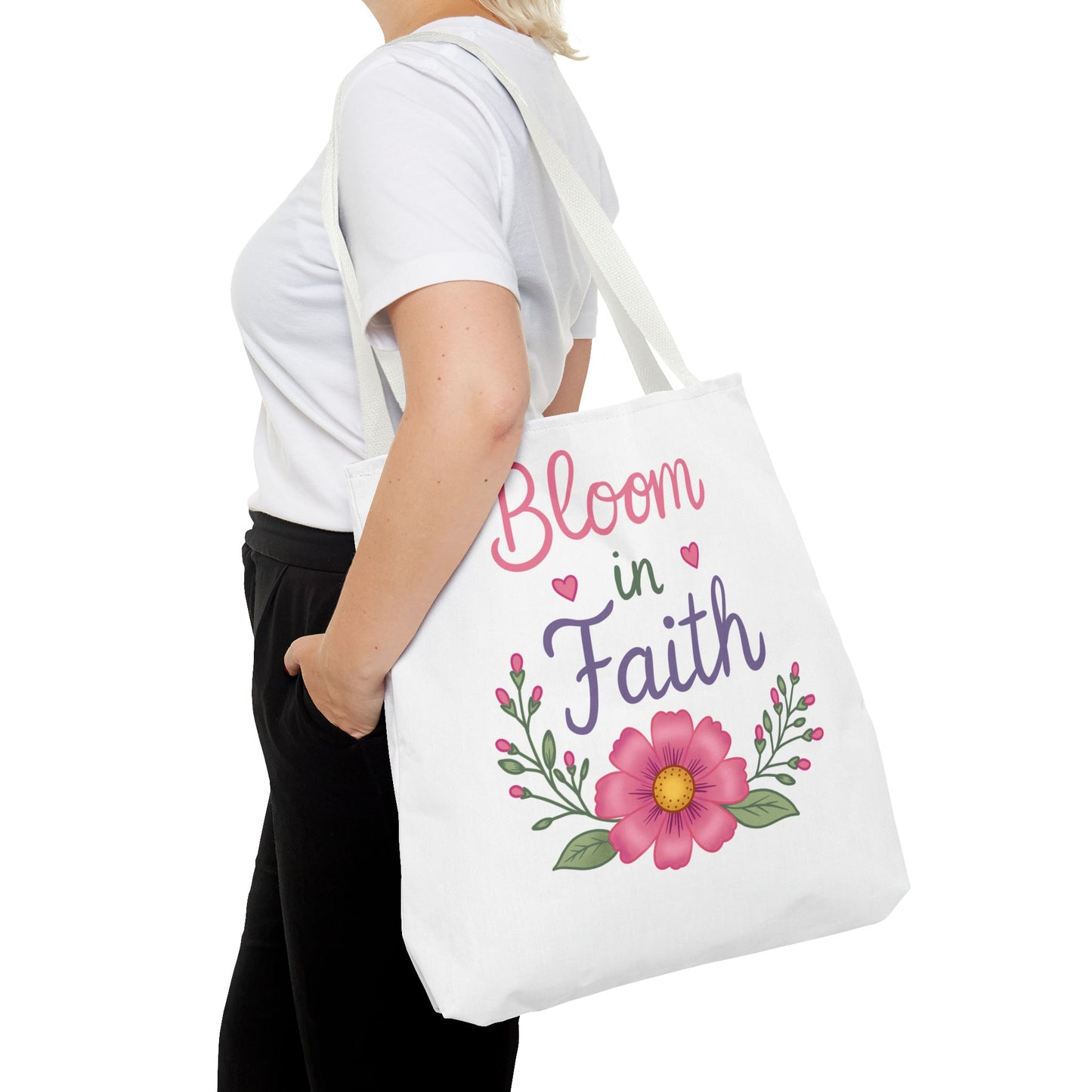 Bloom in Faith Floral Tote Bag — Inspirational Scripture Gift