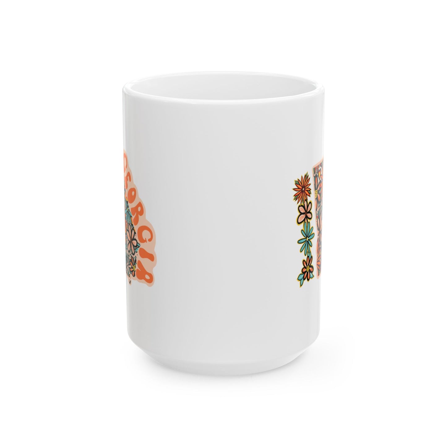 Retro 70s Flowers Georgia Ceramic Mug 11 oz and 15 oz