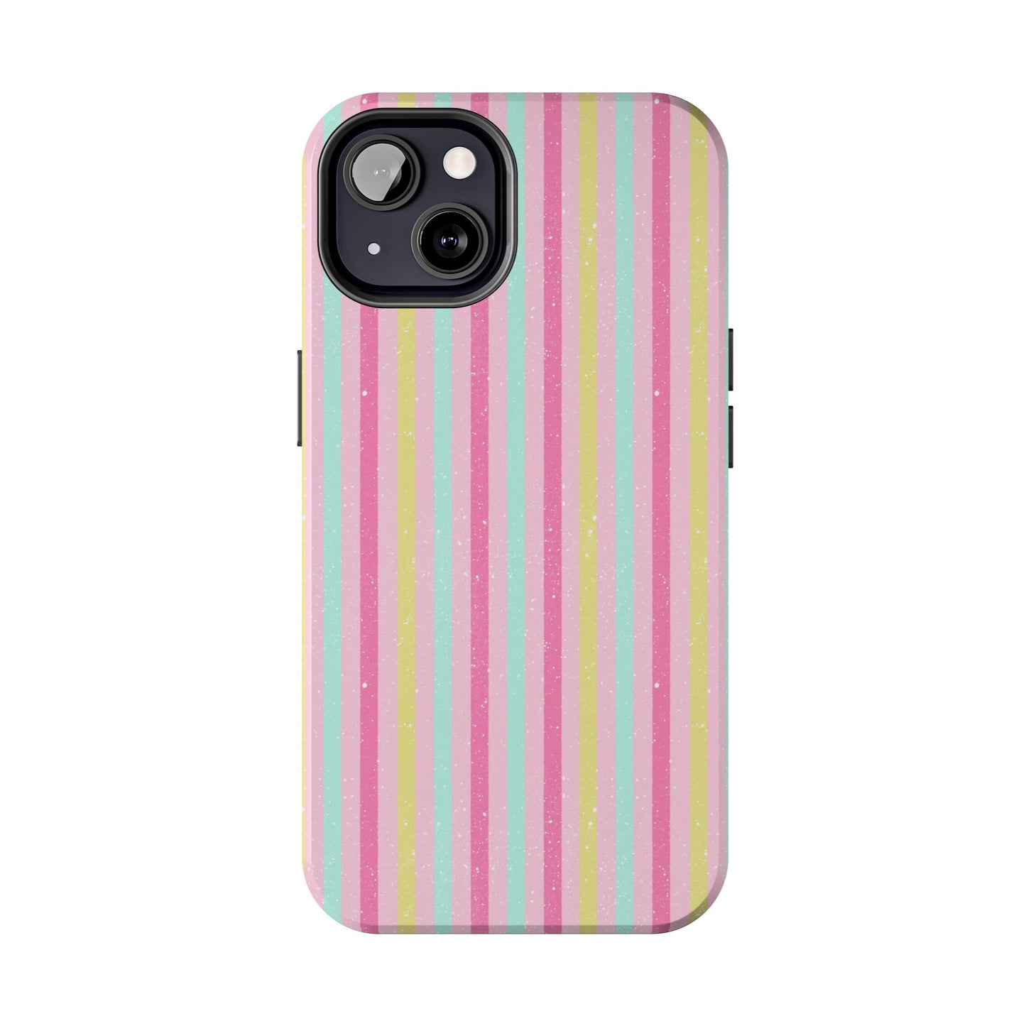 Pastel Christmas Stripes on Pink Tough Phone Cases