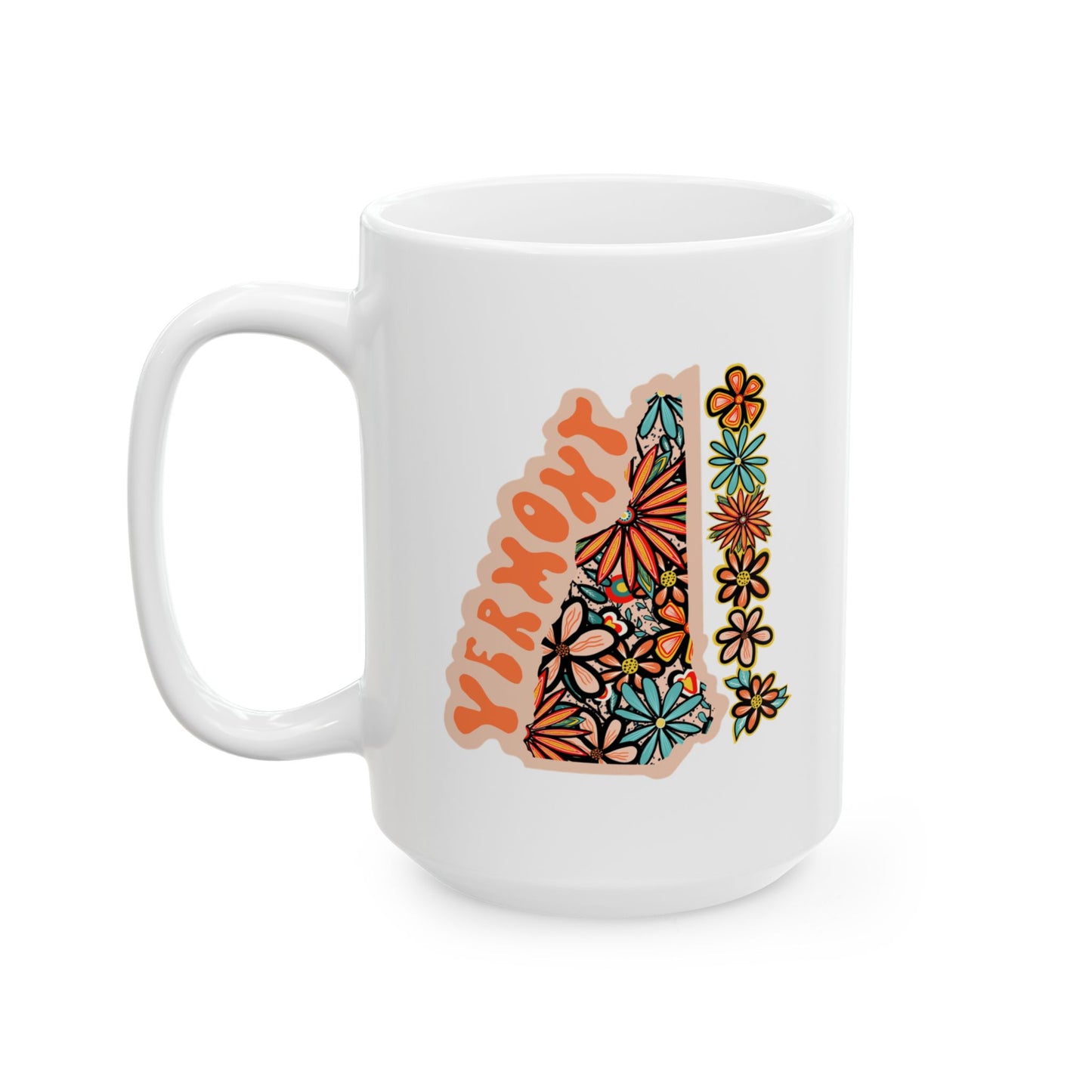 Retro 70s Flowers Vermont Ceramic Mug 11 oz and 15 oz