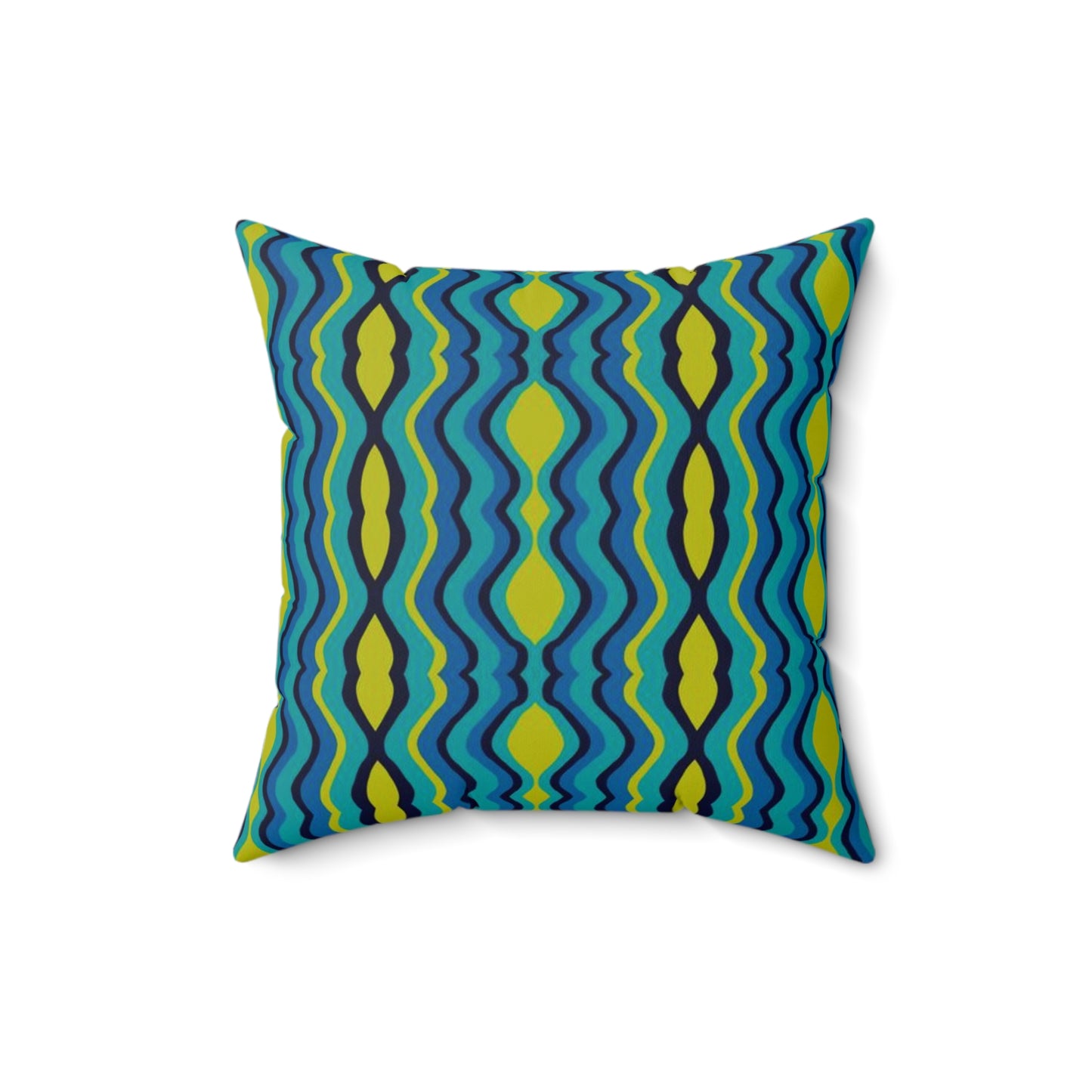 Wavy Stripes in blue and green Spun Polyester Square Pillow