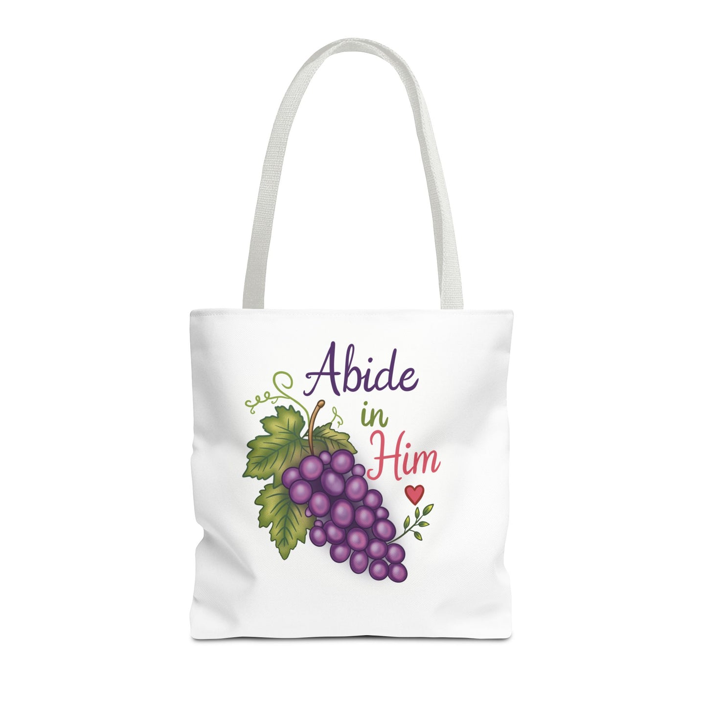 Abide in Him Tote Bag — Christian Inspirational Grape Design