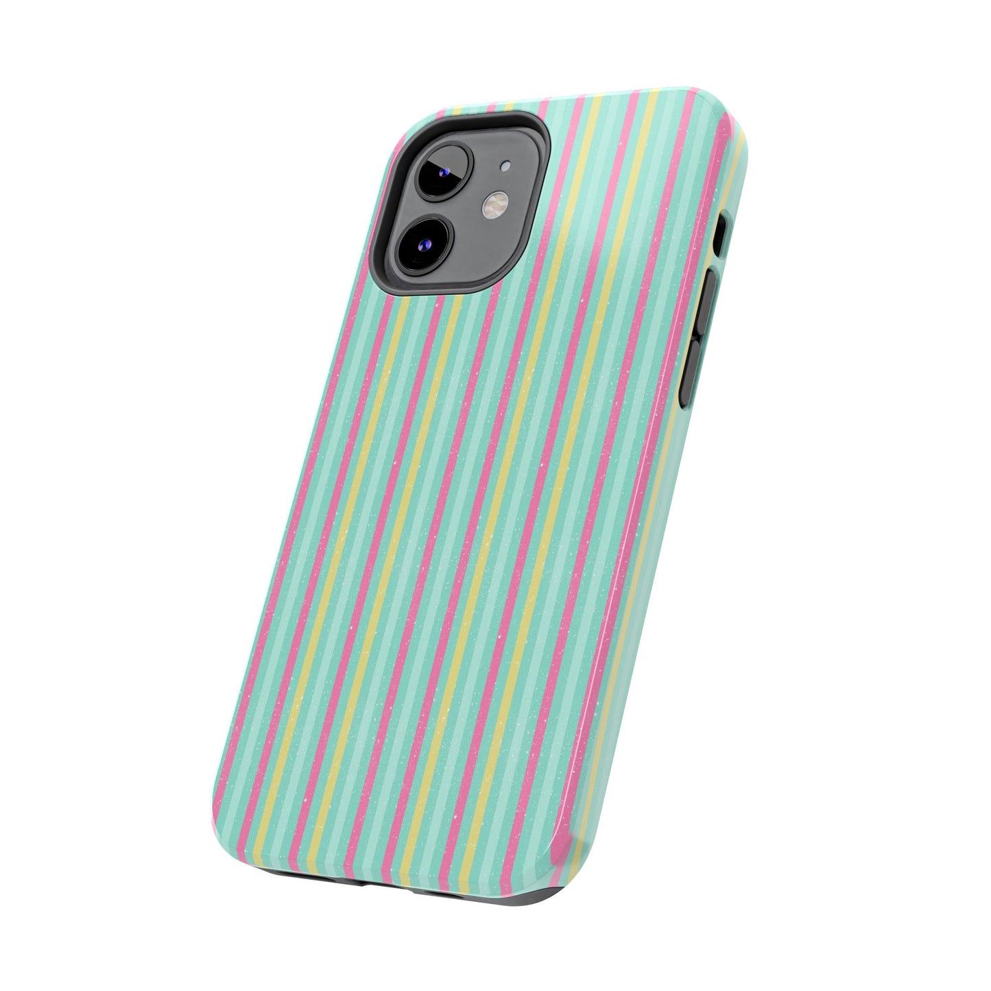 Pastel Christmas Stripes on Turquoise Tough Phone Cases