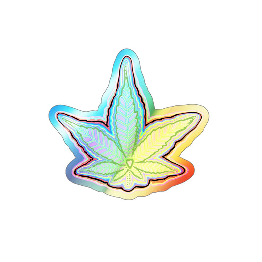 Holographic Colorful Cannabis Leaf Die-cut Stickers