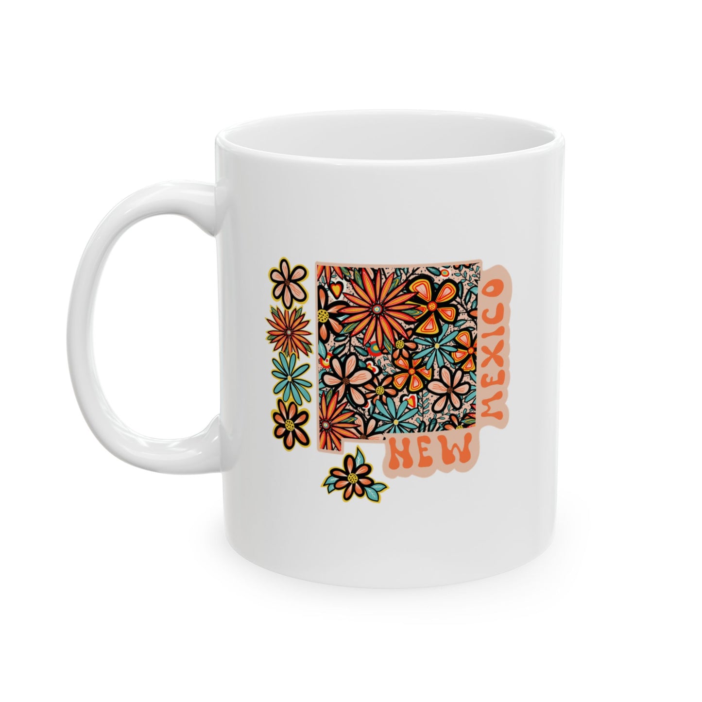 Retro 70s Flowers New Mexico Ceramic Mug 11 oz and 15 oz