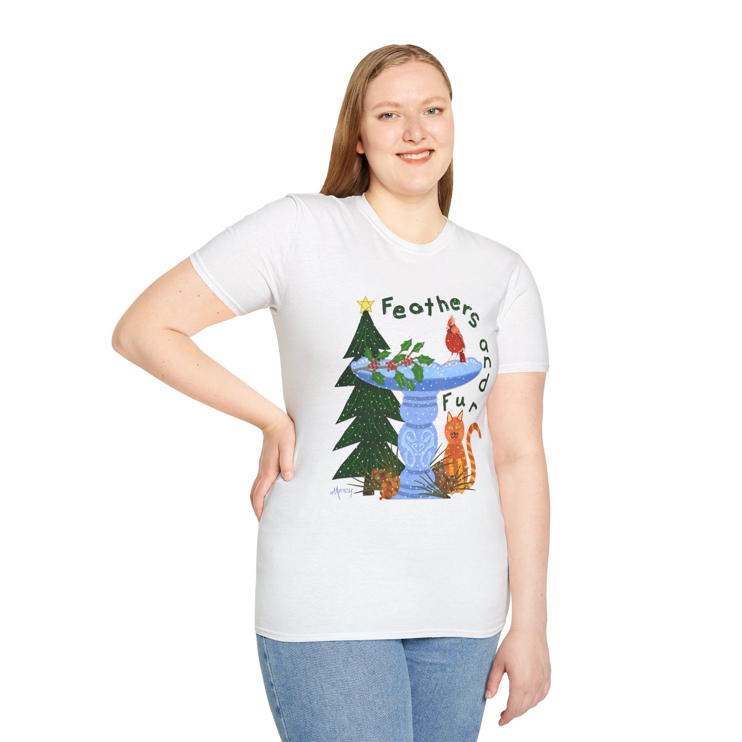 Feathers and Fur Collage Softstyle T-Shirt