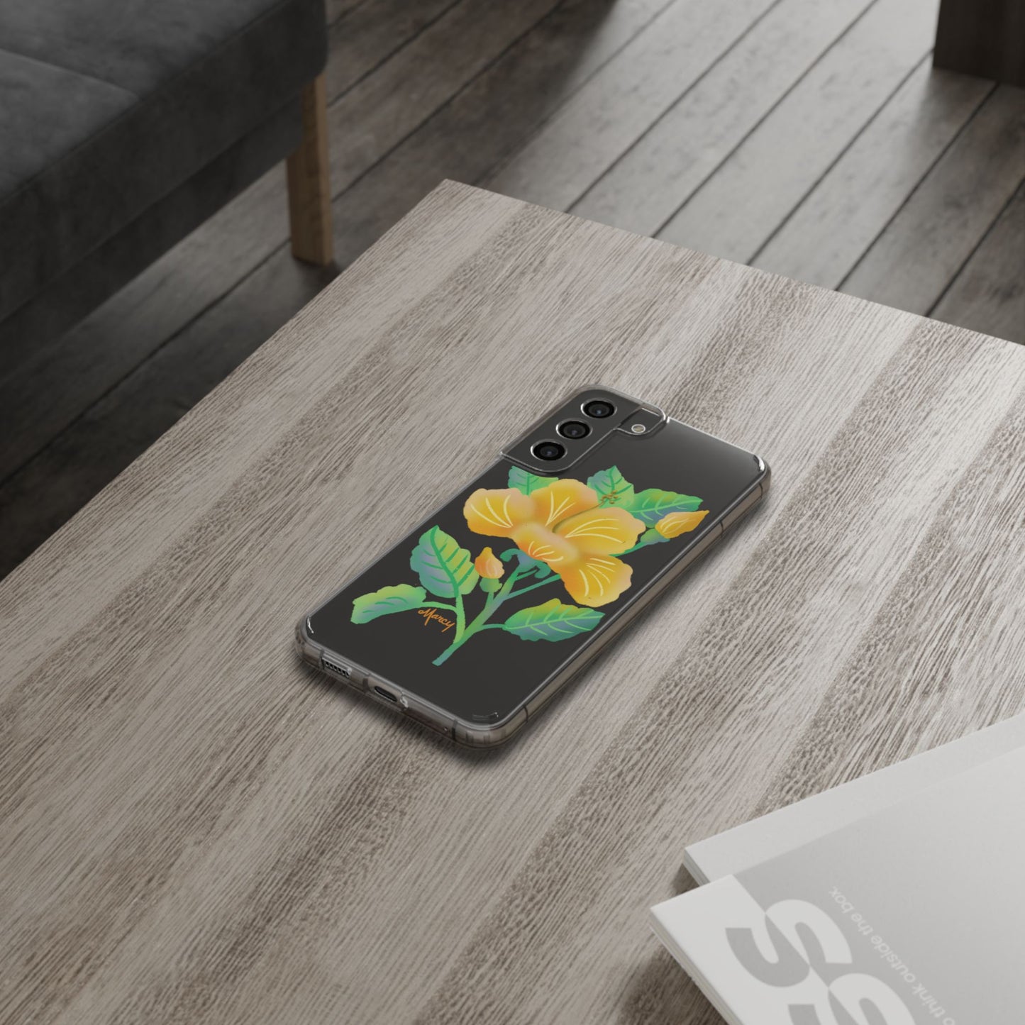 Yellow Hibiscus Blossom Clear Cases