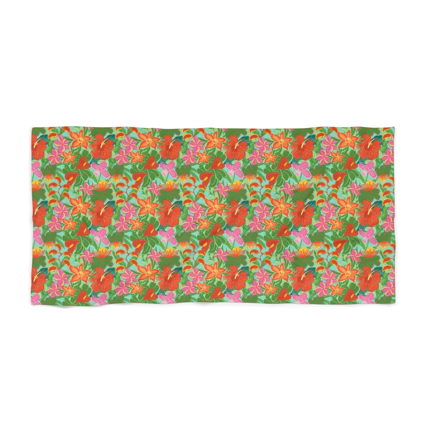 Tropical Flowers Beach Towel