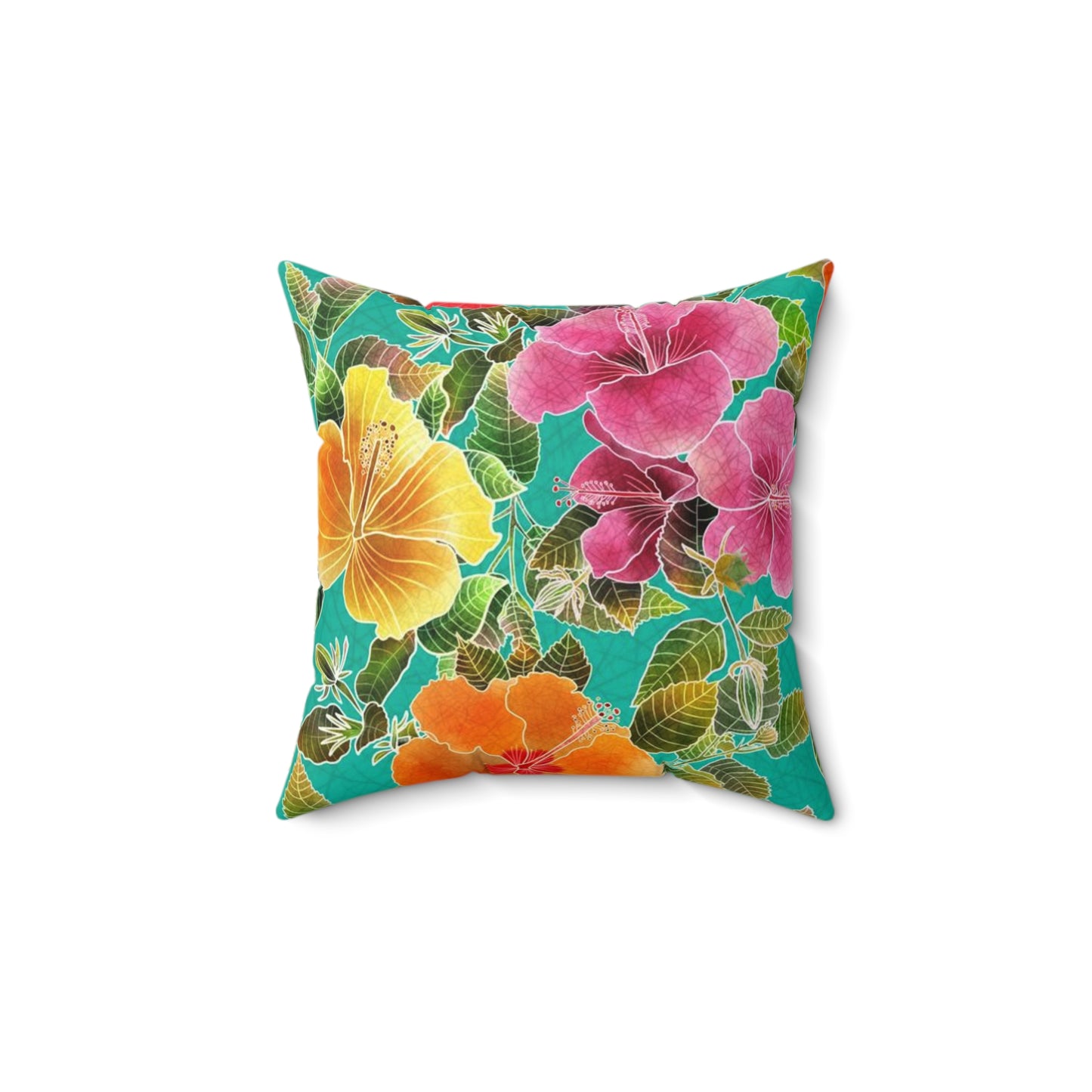 Hibiscus Garden Spun Polyester Square Pillow