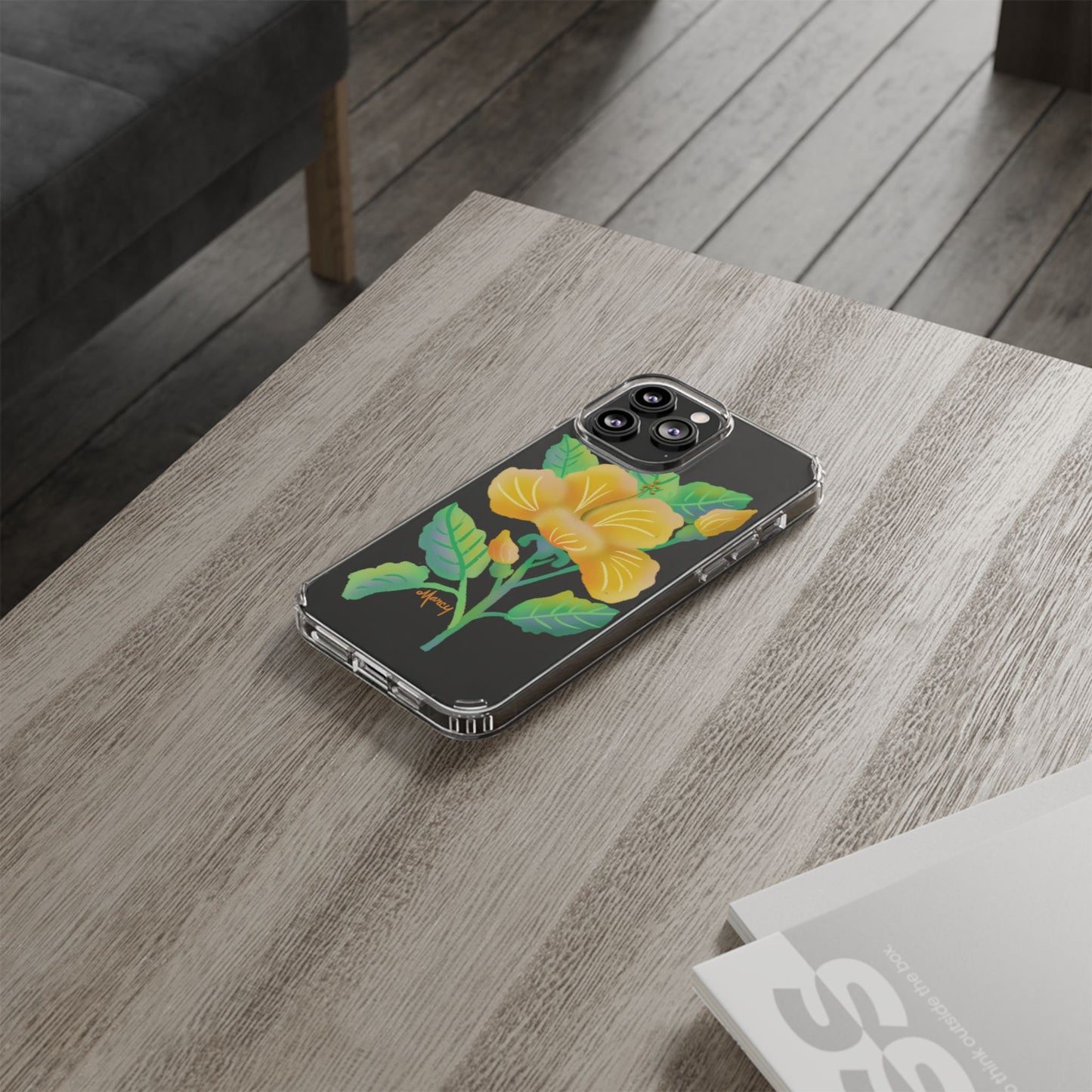 Yellow Hibiscus Blossom Clear Cases