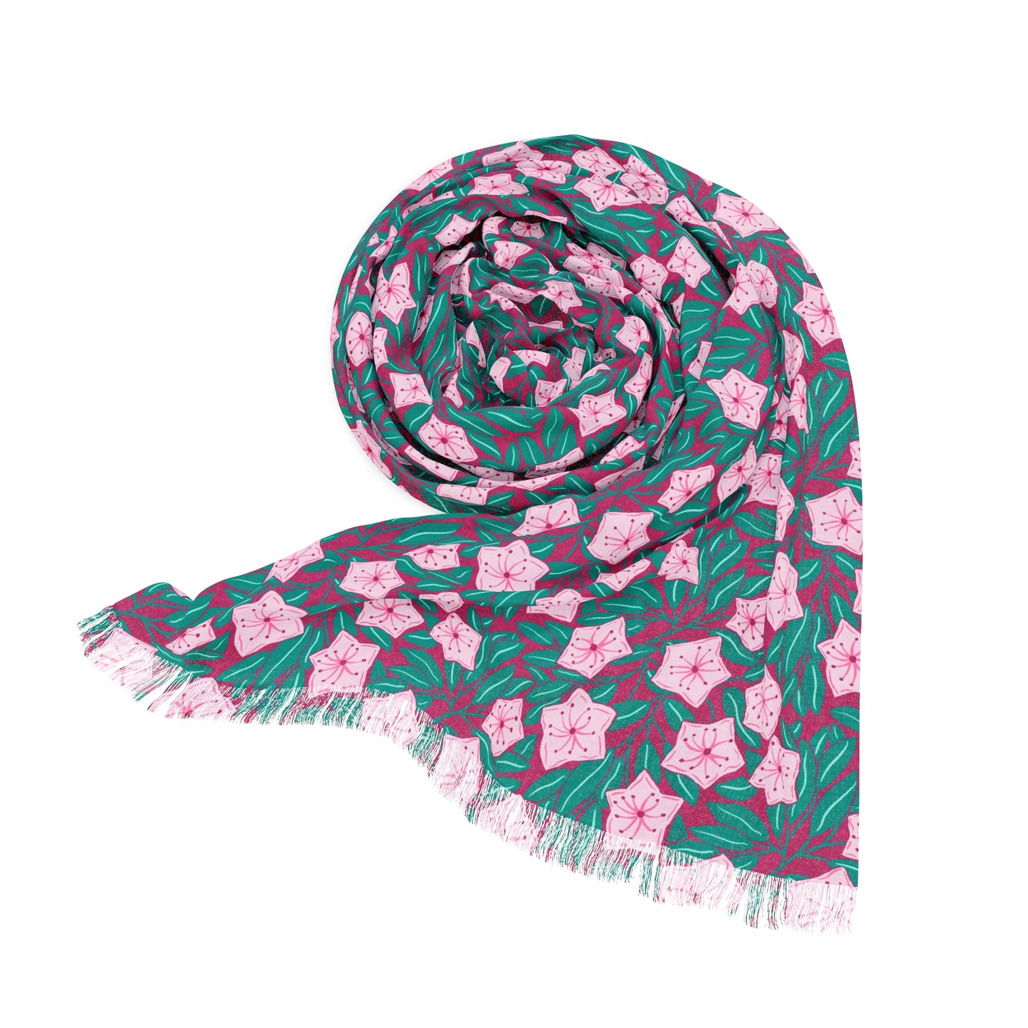 Pink Mountain Laurel Blossoms Light Scarf — Pink Blossom Patterned Lightweight Wrap