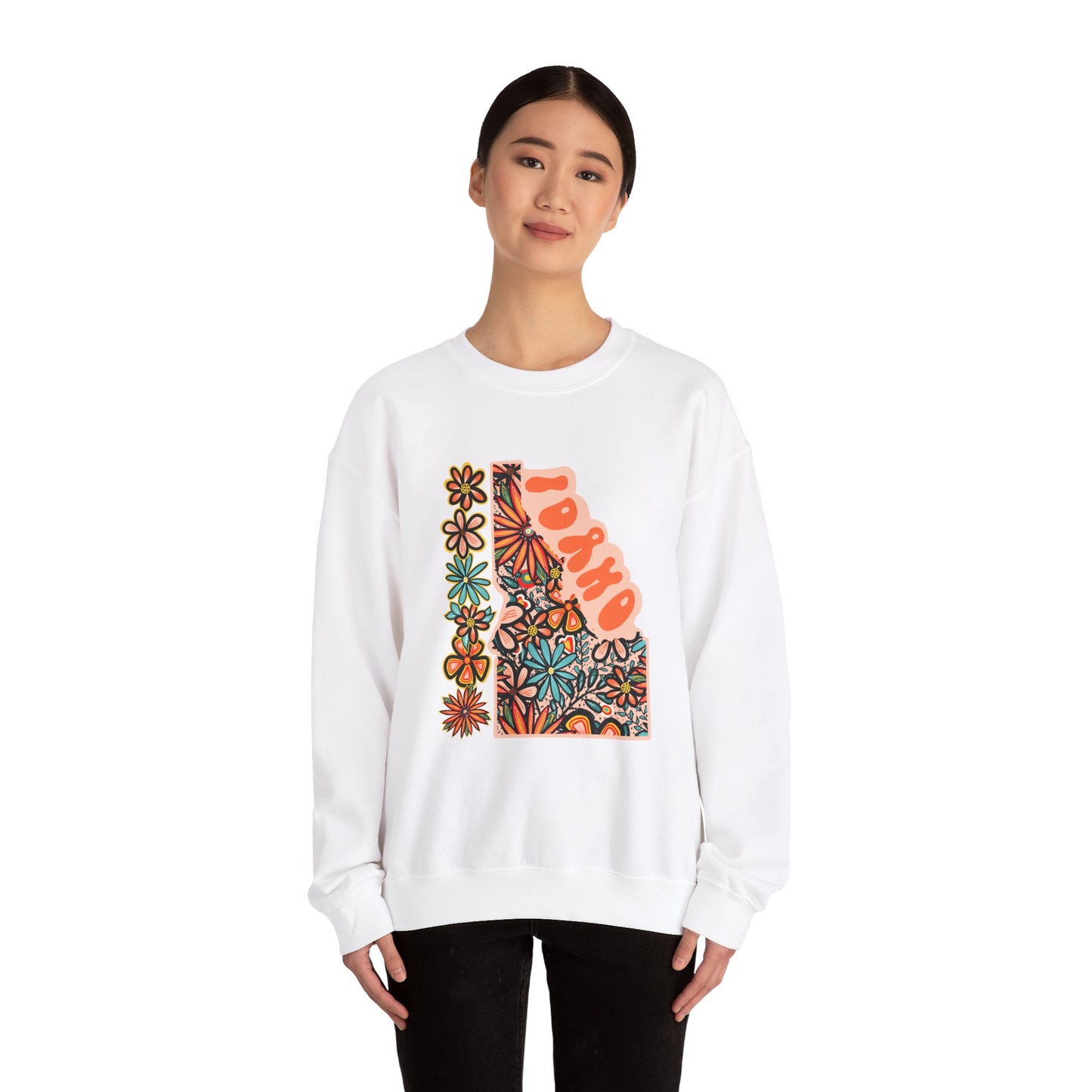 Retro 70s Idaho State Design — Heavy Blend™ Crewneck Sweatshirt