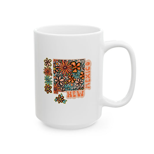 Retro 70s Flowers New Mexico Ceramic Mug 11 oz and 15 oz