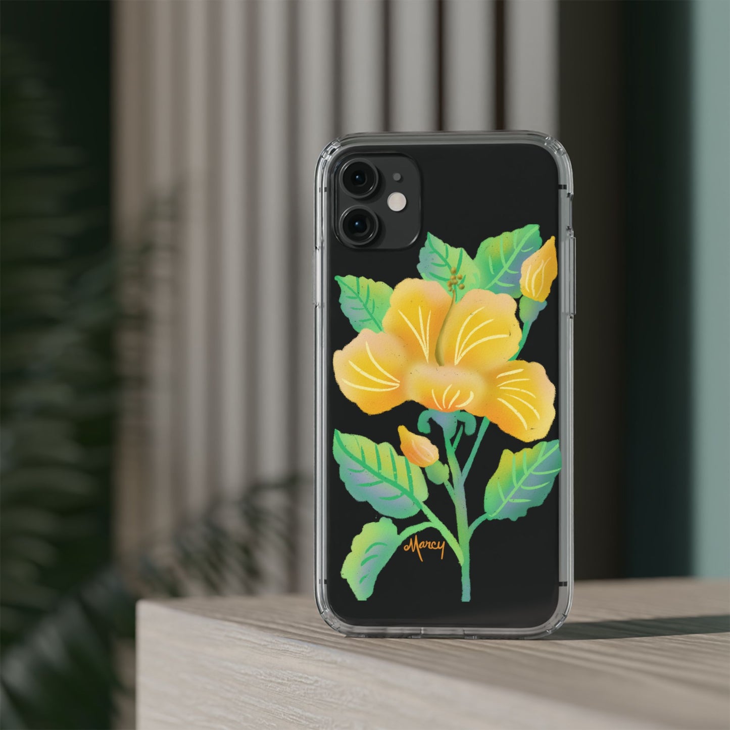 Yellow Hibiscus Blossom Clear Cases