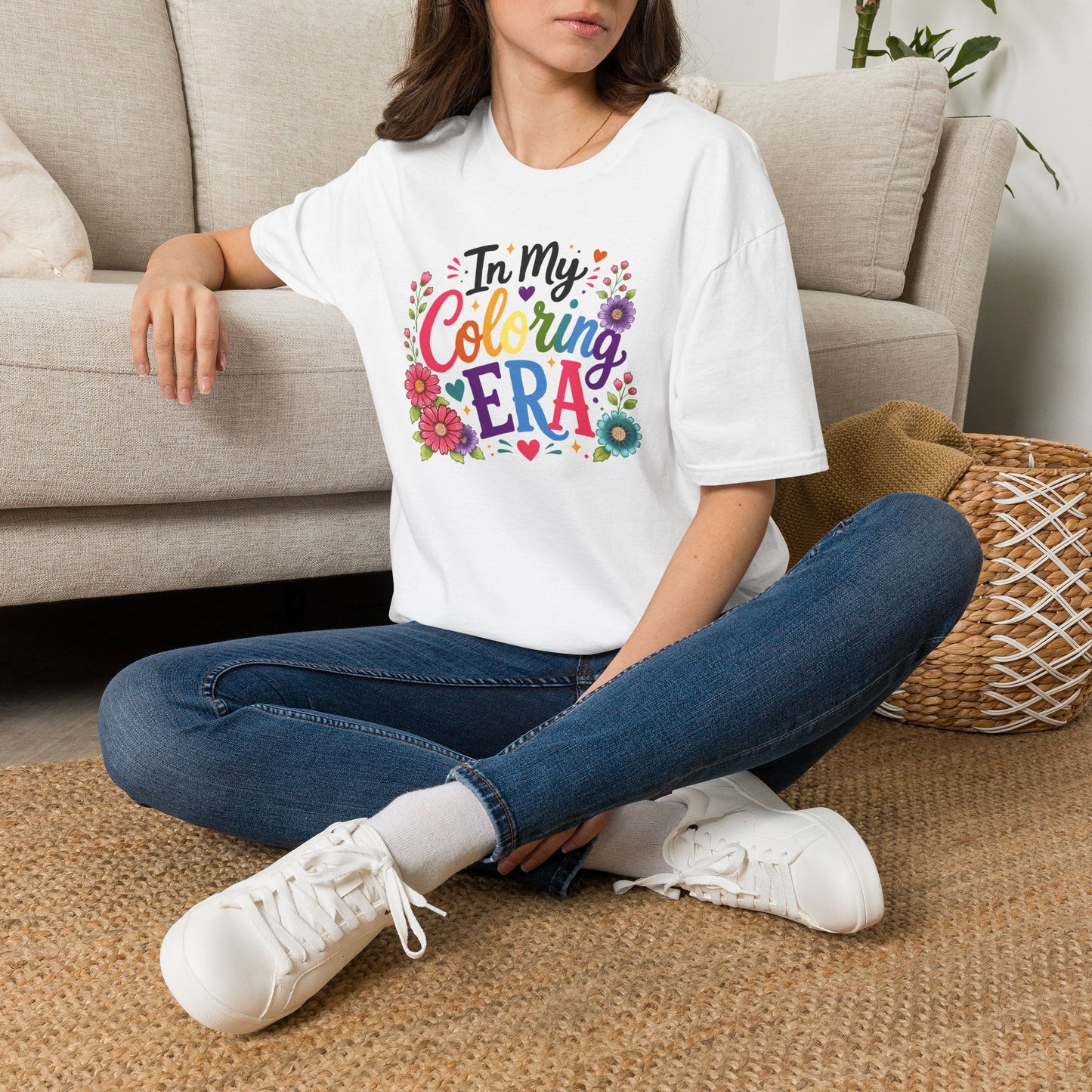 Colorful "In My Coloring Era" T-Shirt — Floral Rainbow Graphic Tee