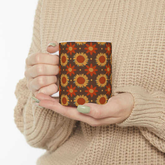 Golden Sunflowers Ceramic Mug 11oz