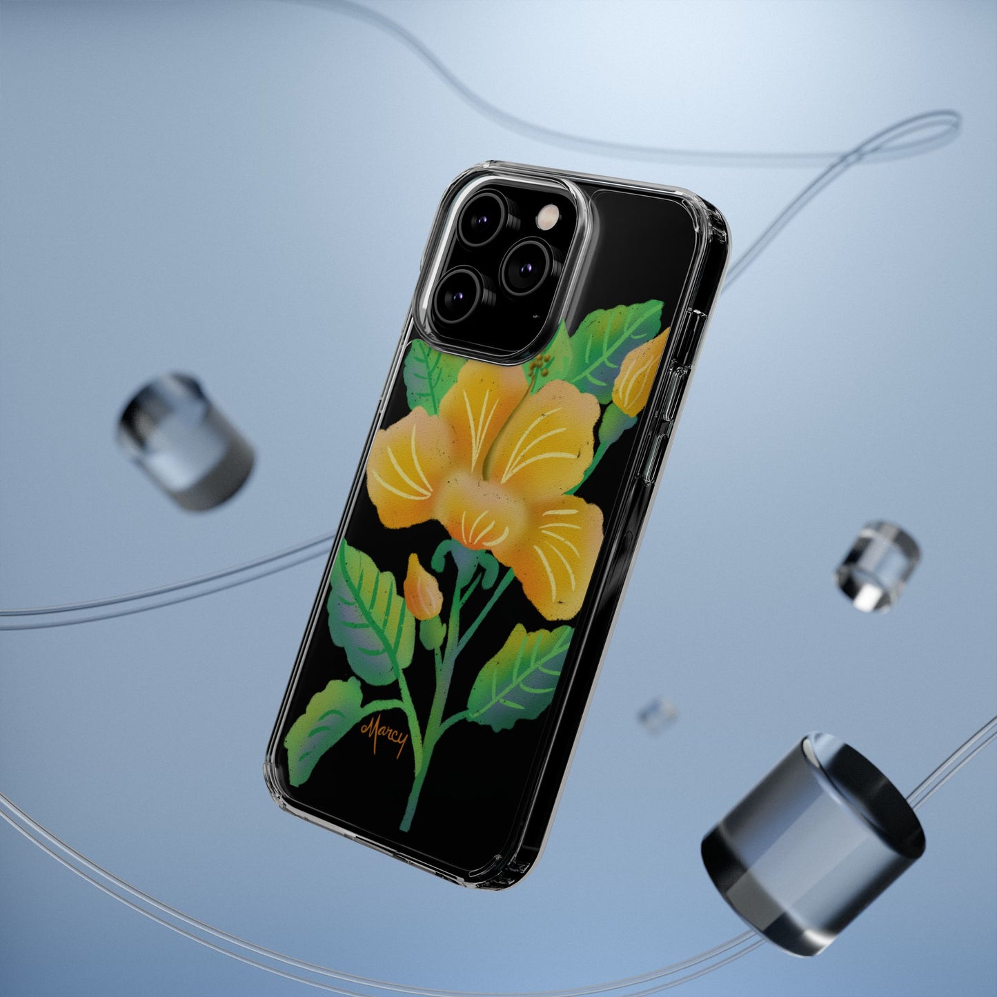 Yellow Hibiscus Blossom Clear Cases