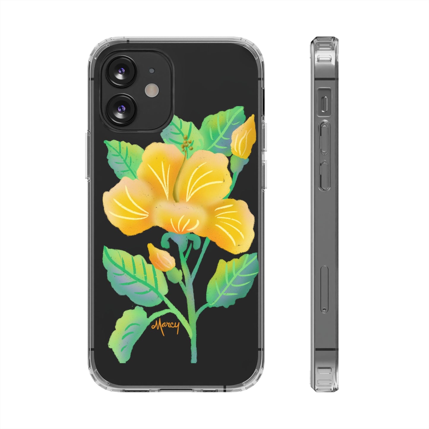 Yellow Hibiscus Blossom Clear Cases