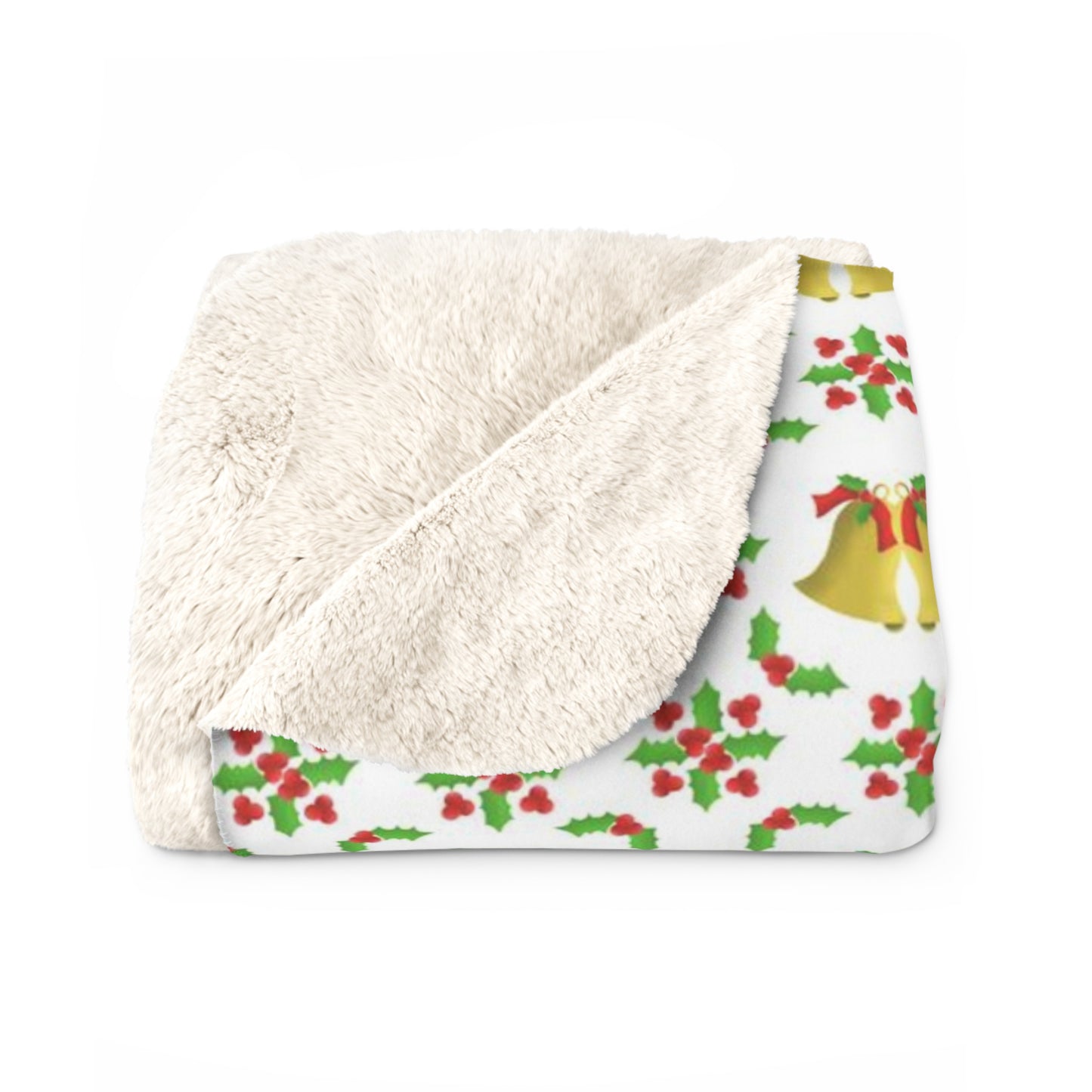 Bells and Holly Sherpa Fleece Blanket