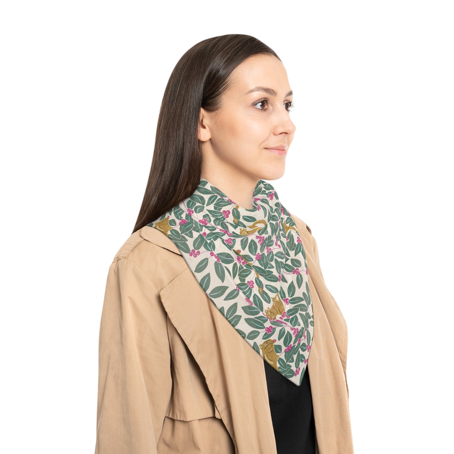 Wintergreen and Chipmunk Square Poly Scarf