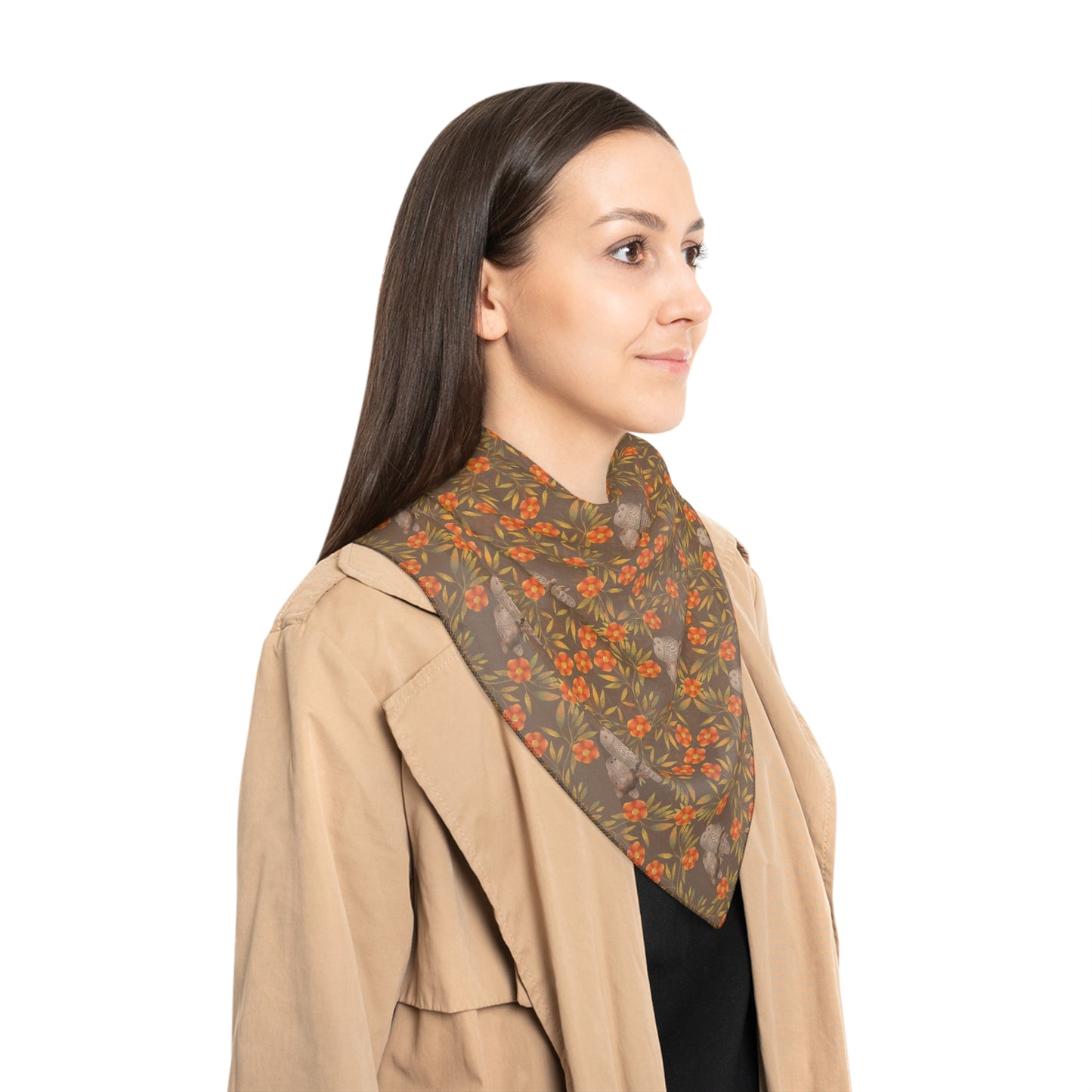 Owls and Flowering Vines Poly Scarf