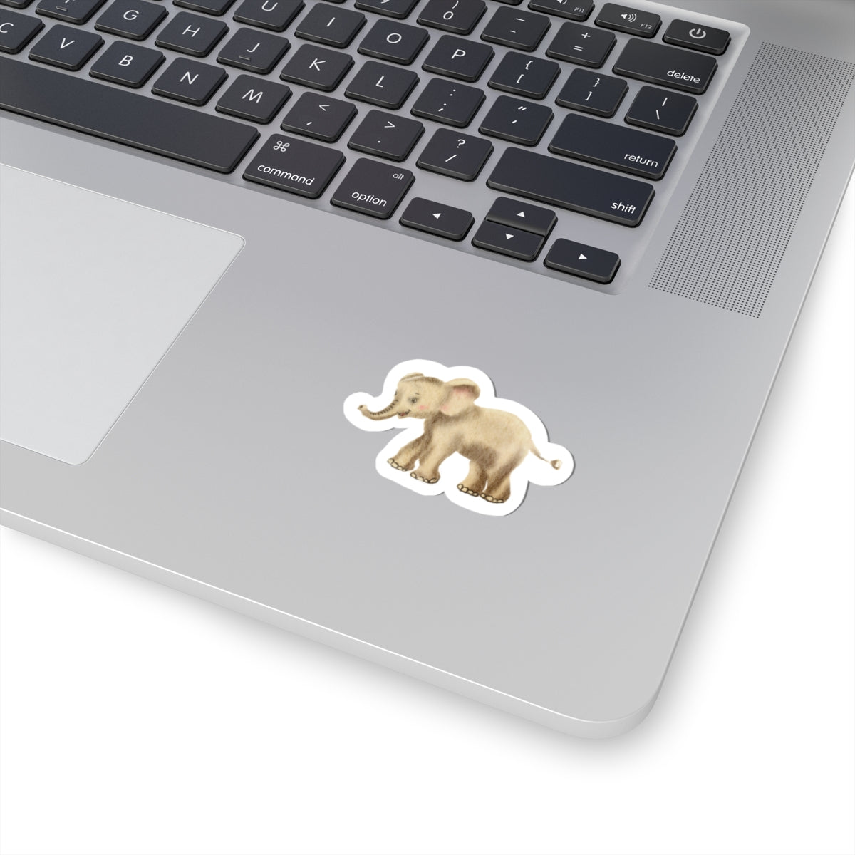 Cute Baby Elephant Kiss-Cut Sticker — Watercolor Nursery Decal for Laptops, Planners & Baby Shower Favors