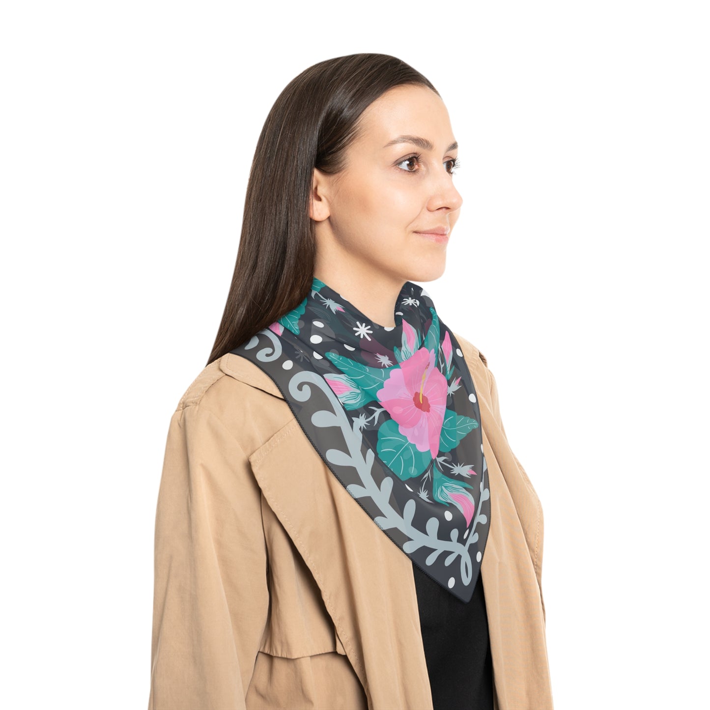 Rosy Blooms: Pink Hibiscus Scarf