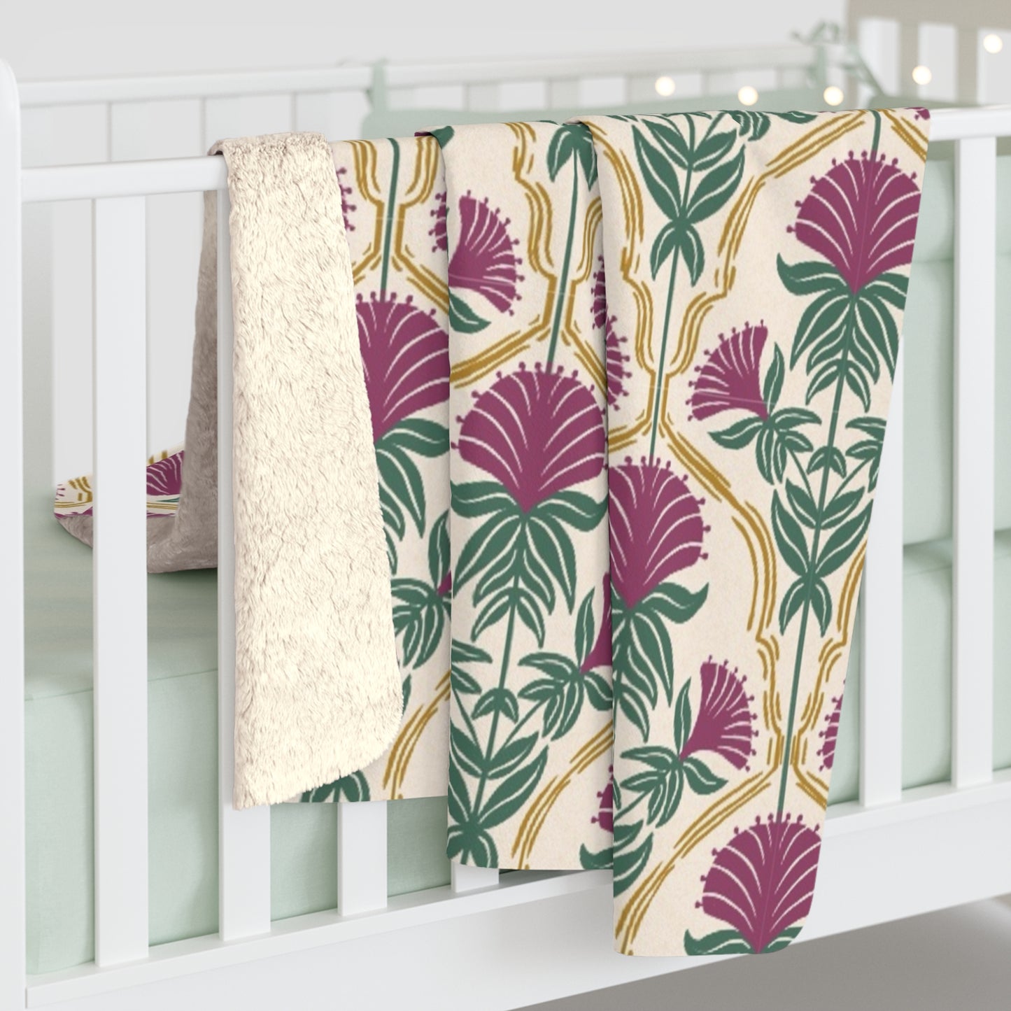 Bergamot Flowers Sherpa Fleece Blanket