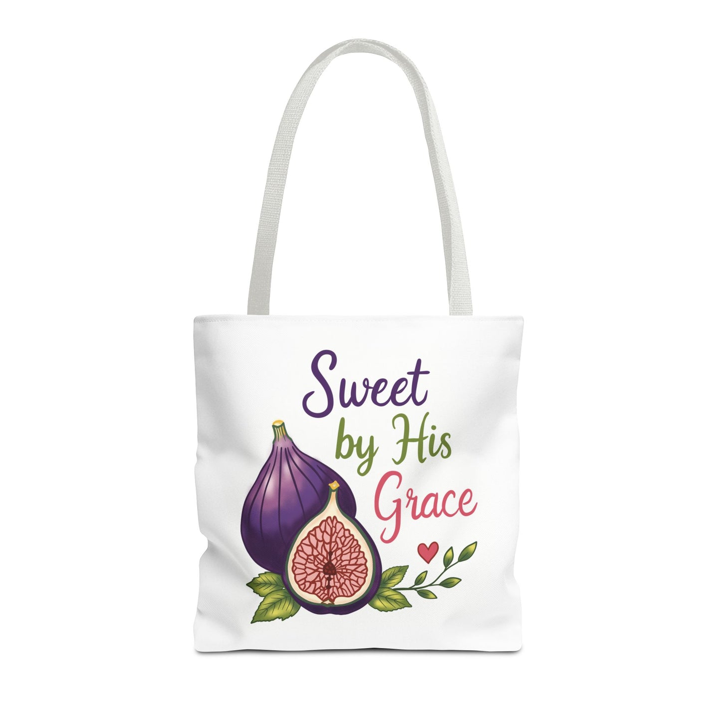 Sweet by His Grace Tote Bag — Faith-Inspired Fig Illustration