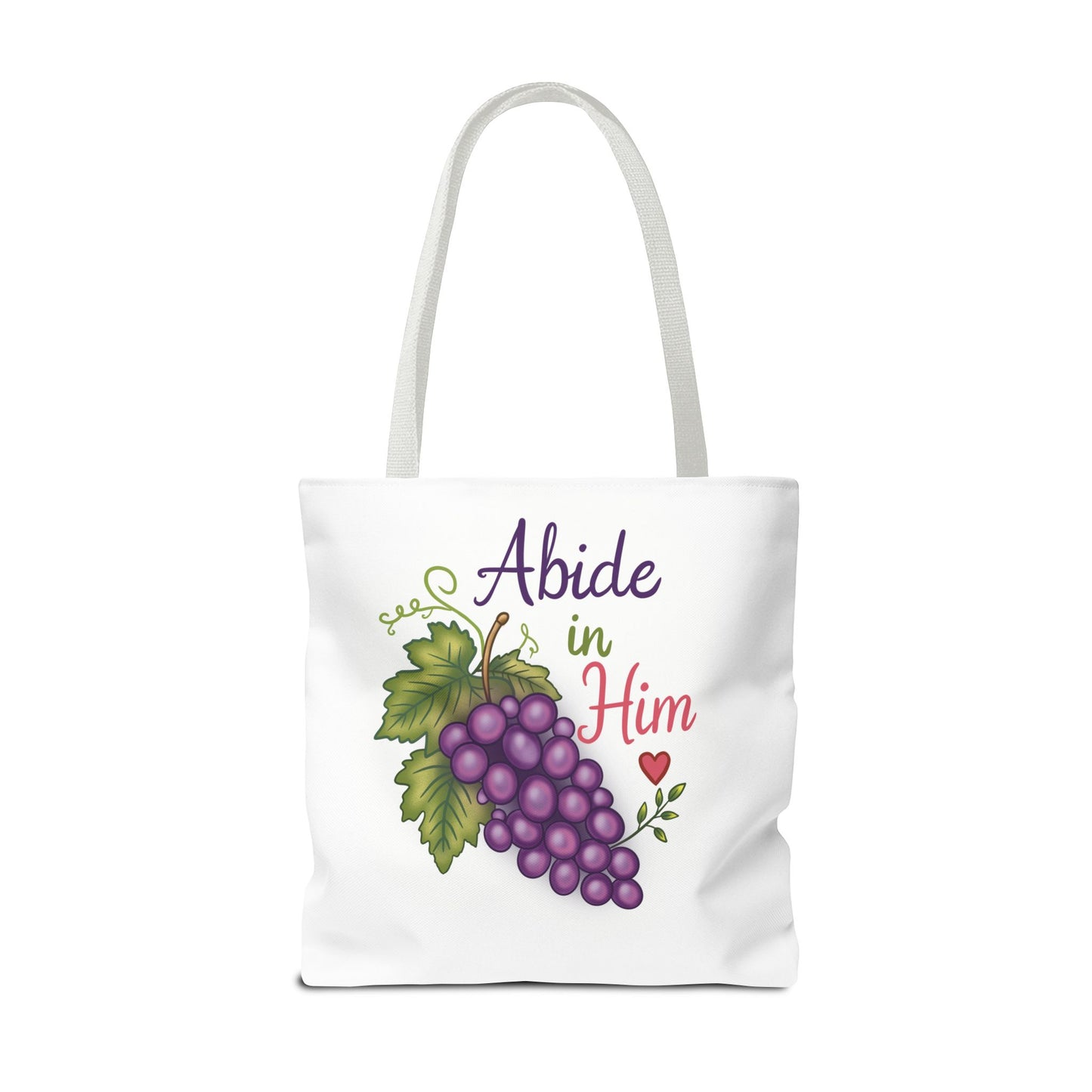 Abide in Him Tote Bag — Christian Inspirational Grape Design