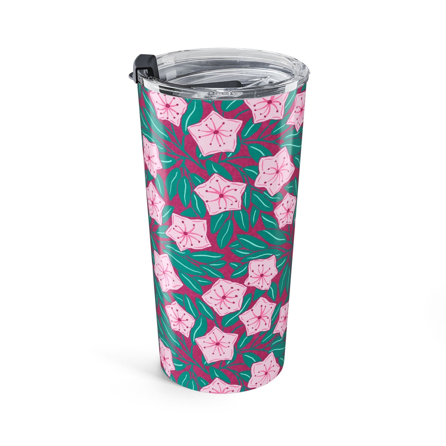 Pink Mountain Laurel Blossoms 20oz Floral Tumbler — Pink Blossom Travel Cup