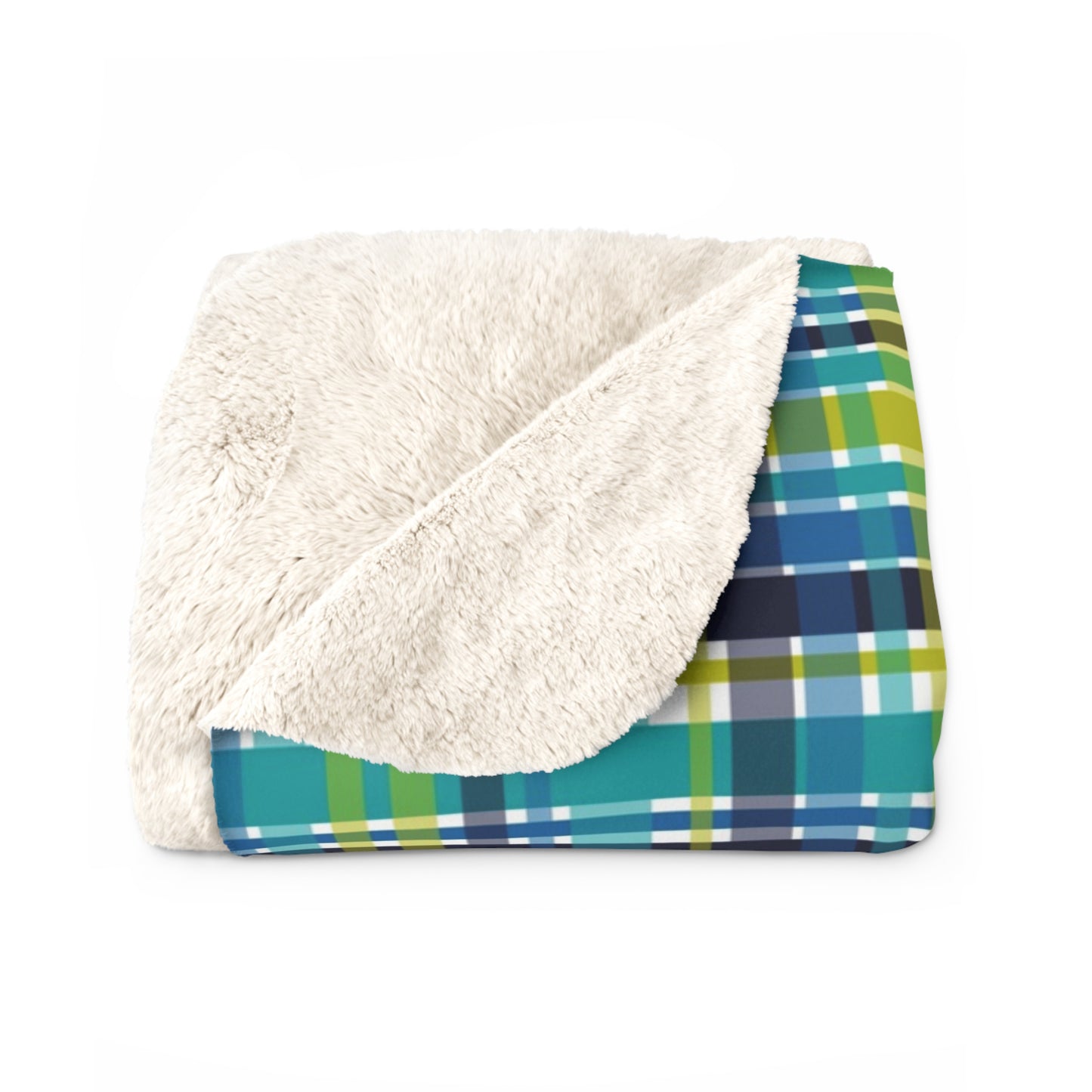 Boho Psychadelic Plaid Sherpa Fleece Blanket