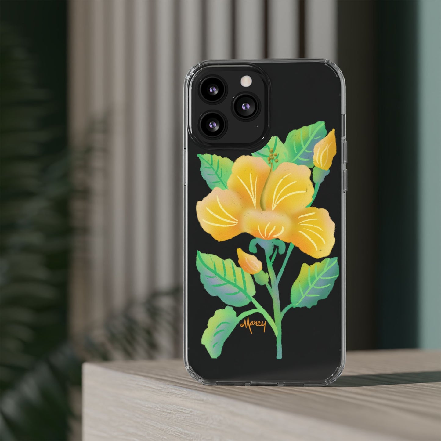 Yellow Hibiscus Blossom Clear Cases