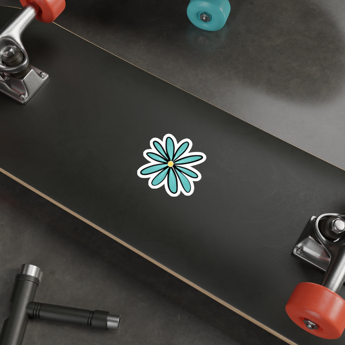 70s Groove Turquoise Daisy Die Cut Sticker