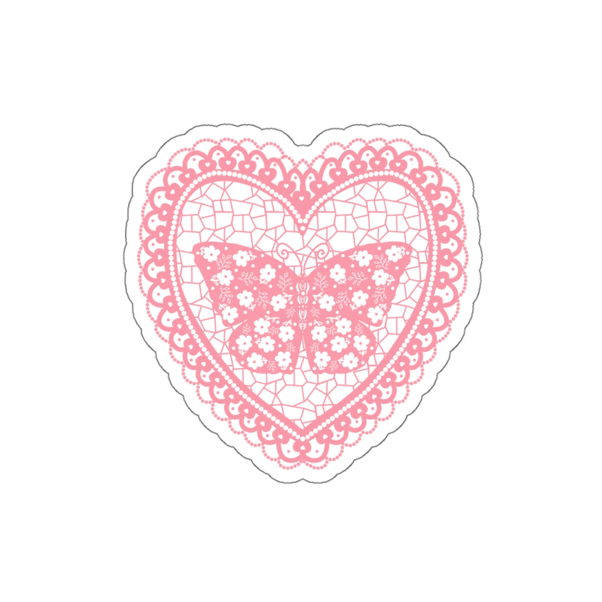 Paper Cut Style Heart with Butterfly Die-Cut Stickers