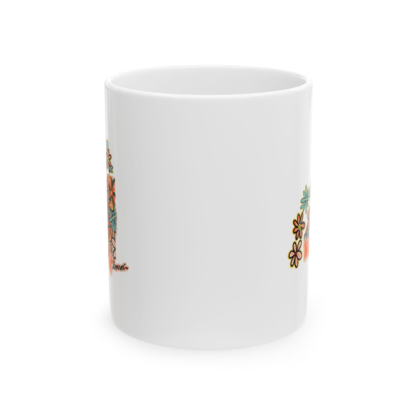 Retro 70s Flowers New York Ceramic Mug 11 oz and 15 oz