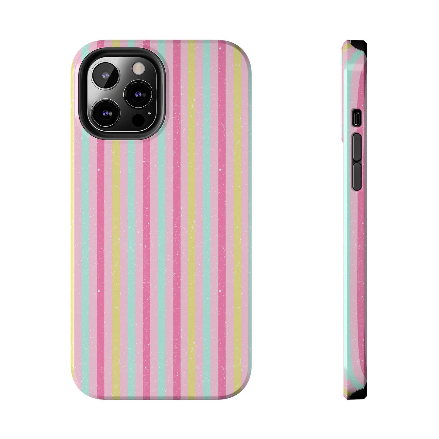 Pastel Christmas Stripes on Pink Tough Phone Cases