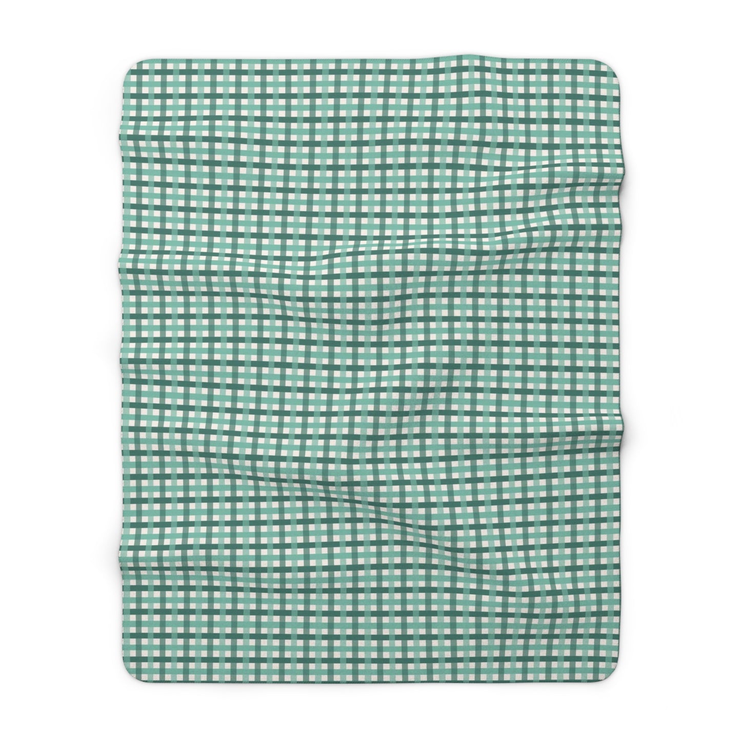 Sea Green Beach Checks Sherpa Fleece Blanket