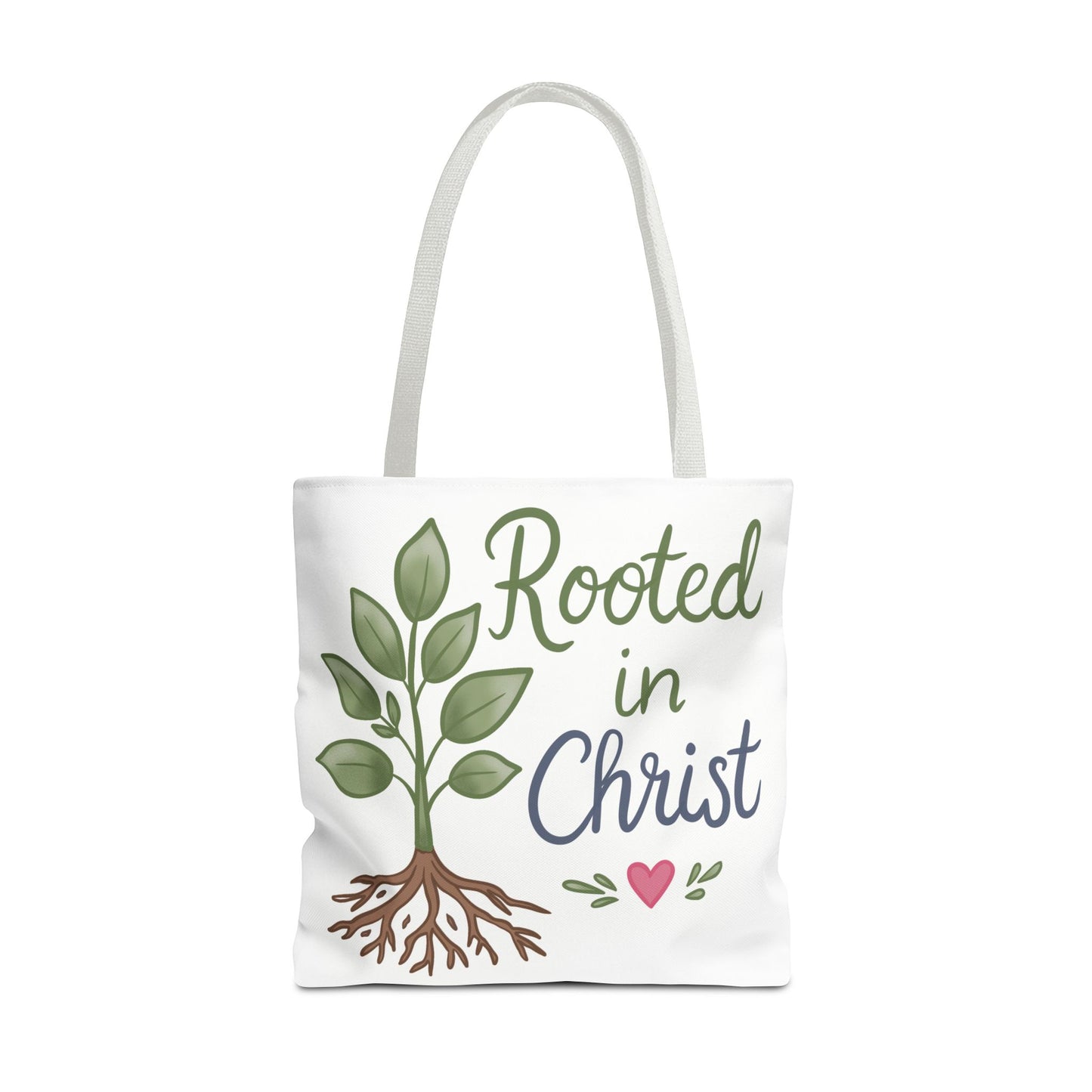Rooted in Christ Tote Bag — Faith-Based Christian Shopper