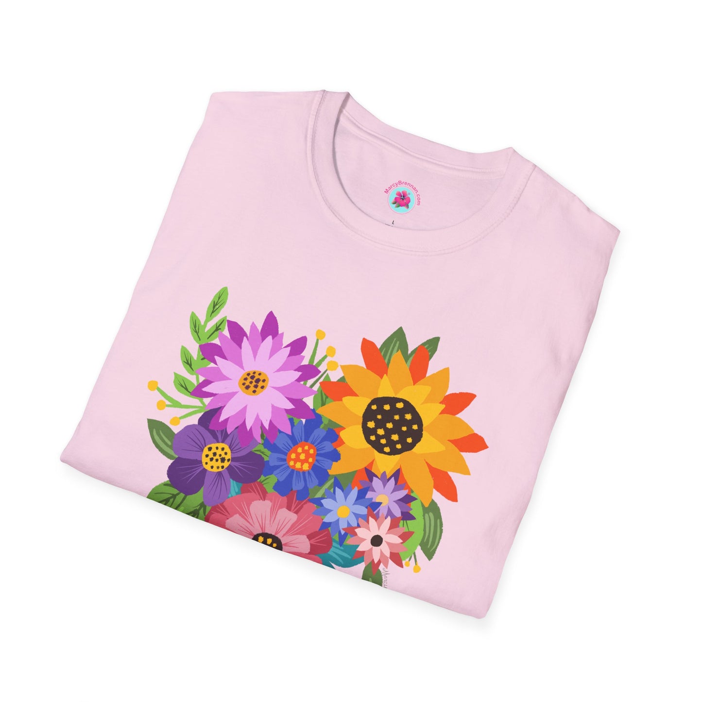 Heart-Shaped Flower Bouquet Softstyle T-Shirt