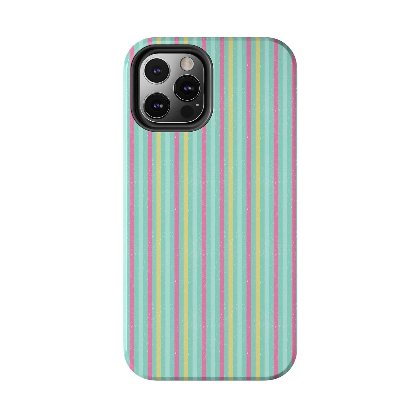 Pastel Christmas Stripes on Turquoise Tough Phone Cases