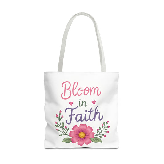 Bloom in Faith Floral Tote Bag — Inspirational Scripture Gift