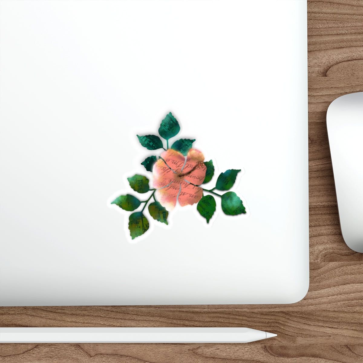 Ethereal Multi-Media Peach Hibiscus Die Cut Sticker