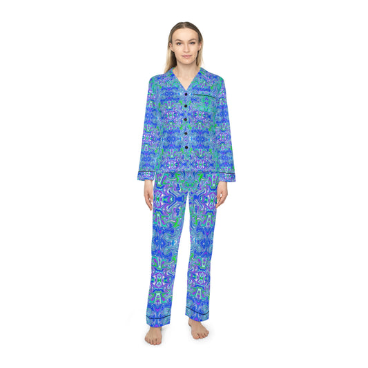 Boho Lavender Garden Women's Satin Pajamas