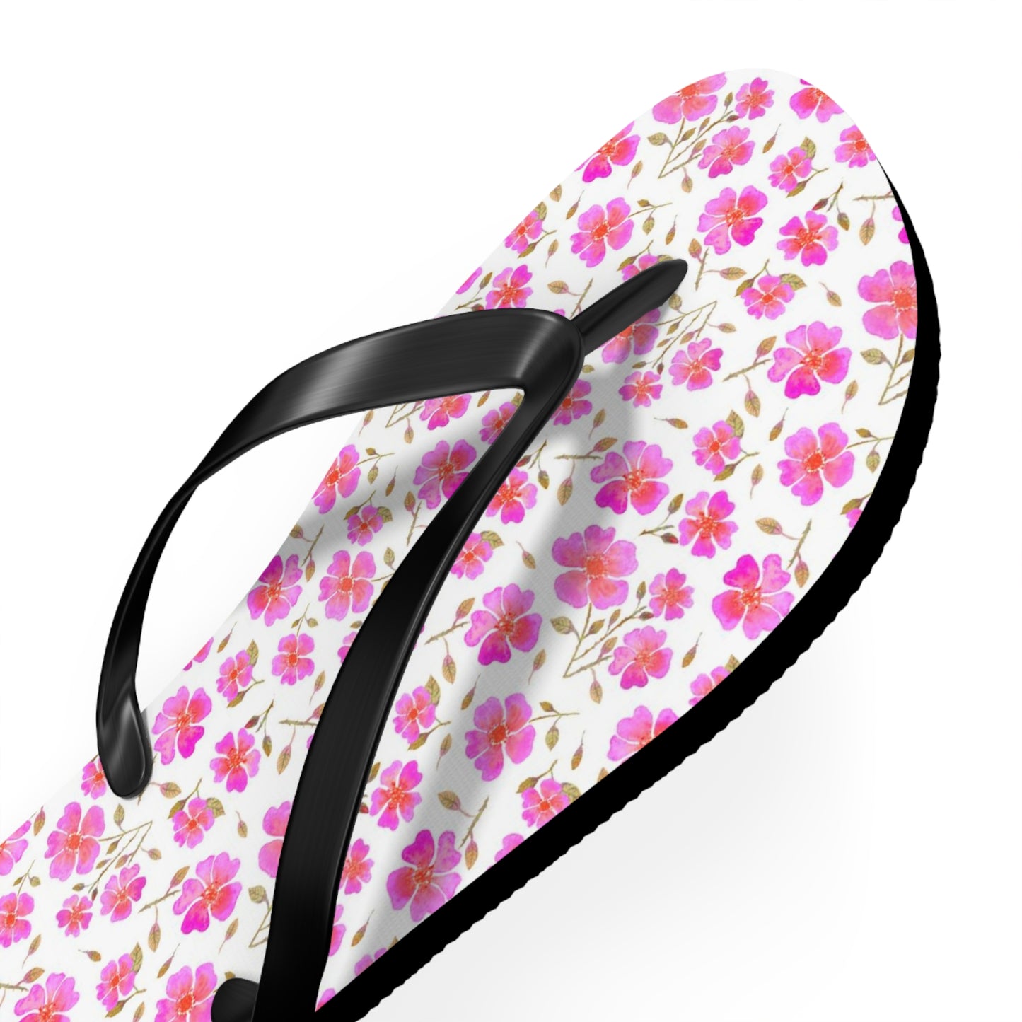 Hot Pink Wild Roses Flip Flops