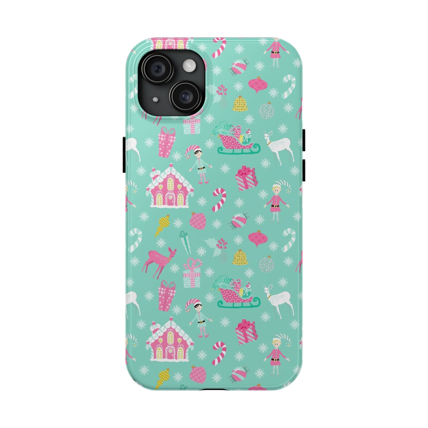 Pastel Christmas on Turquoise Tough Phone Cases