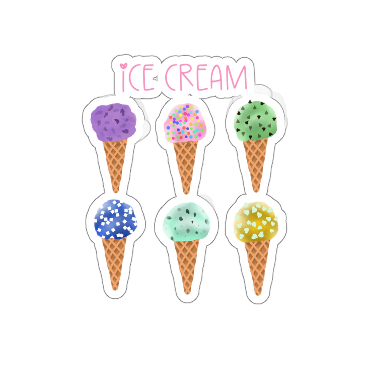 Ice Cream Cones Die Cut Sticker