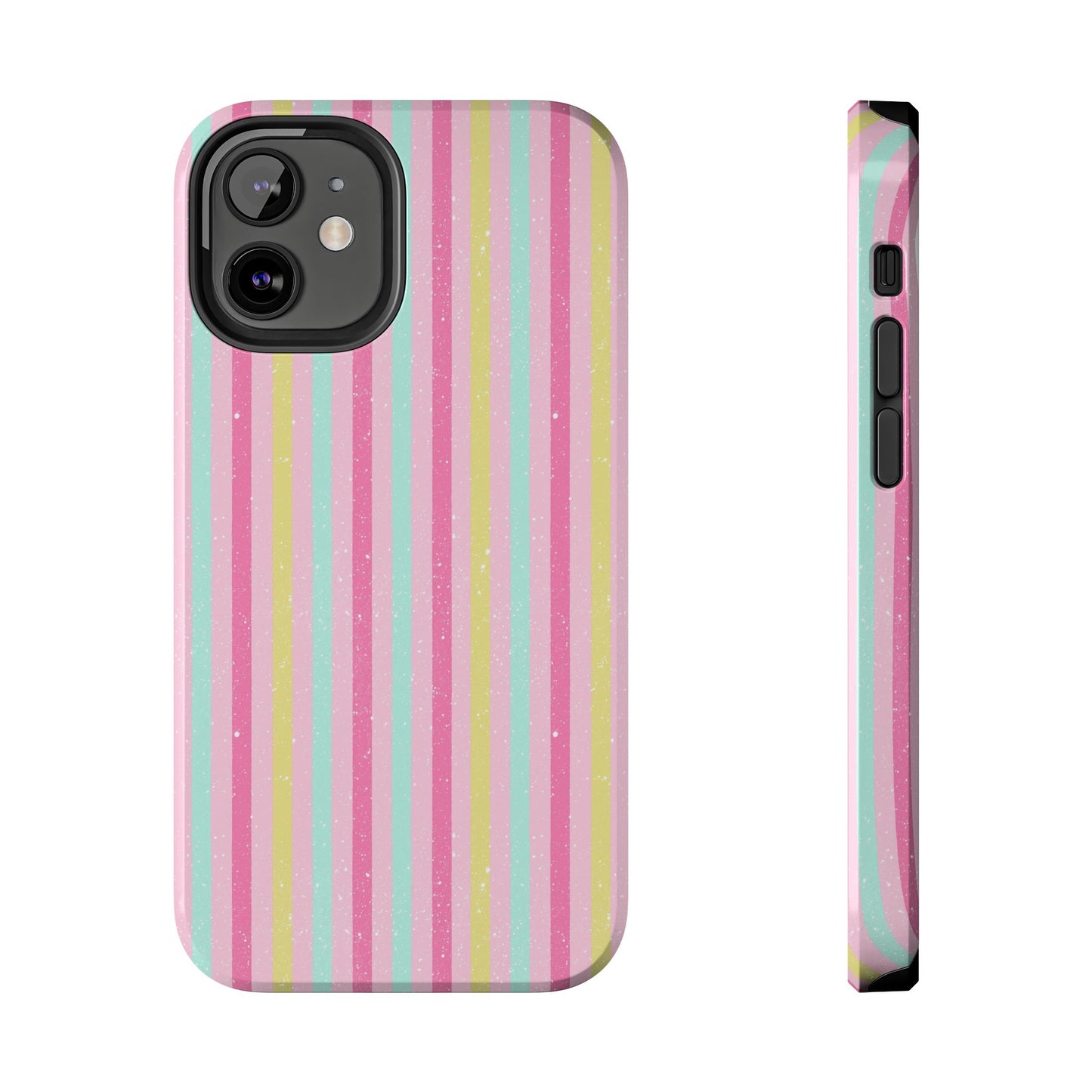 Pastel Christmas Stripes on Pink Tough Phone Cases