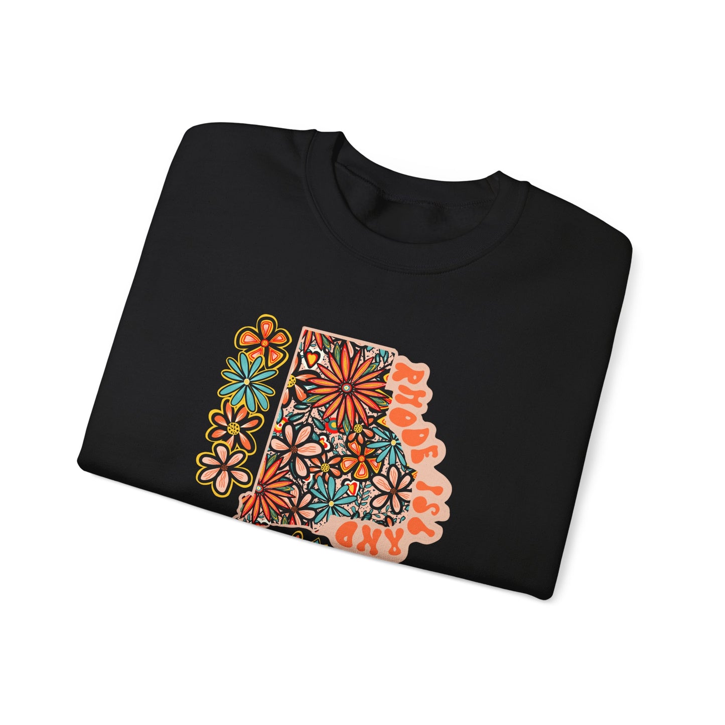 Retro 70s Flowers Rhode Island State Design — Heavy Blend™ Crewneck Sweatshirt